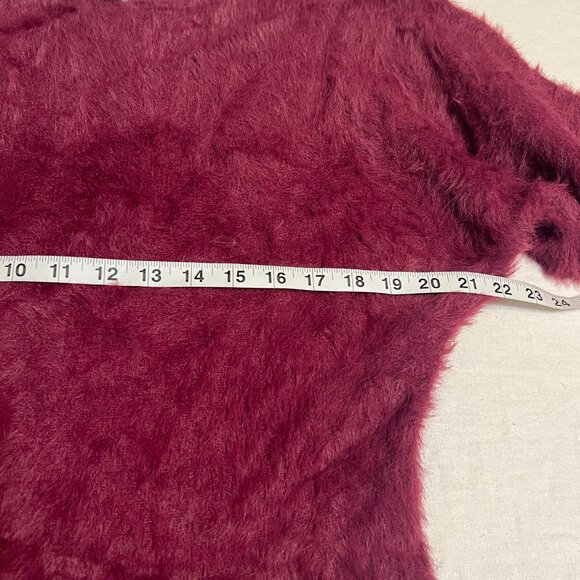Anthropologie Fuzzy Maroon Pullover Sweater Sz M Nylon Blend Long Sleeve Cozy - Picture 10 of 11